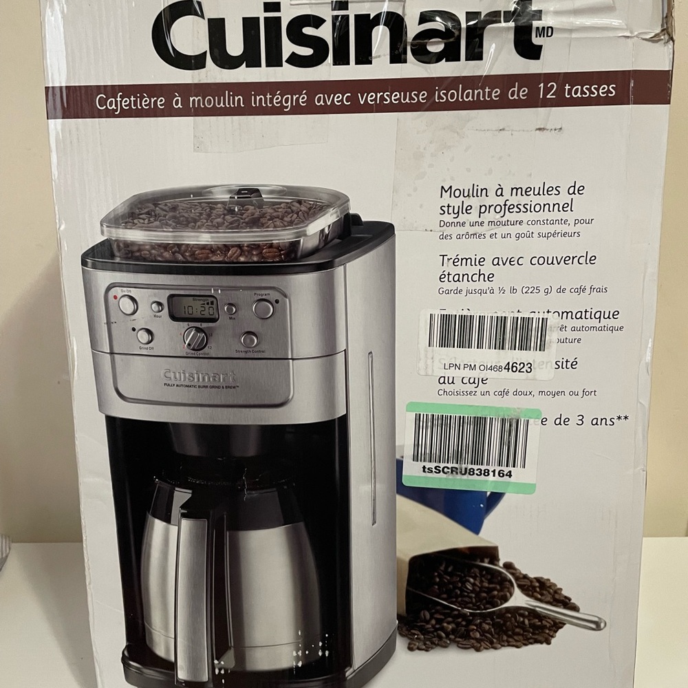 Cuisinart Silver and Black Coffee Maker with Built-in Grinder